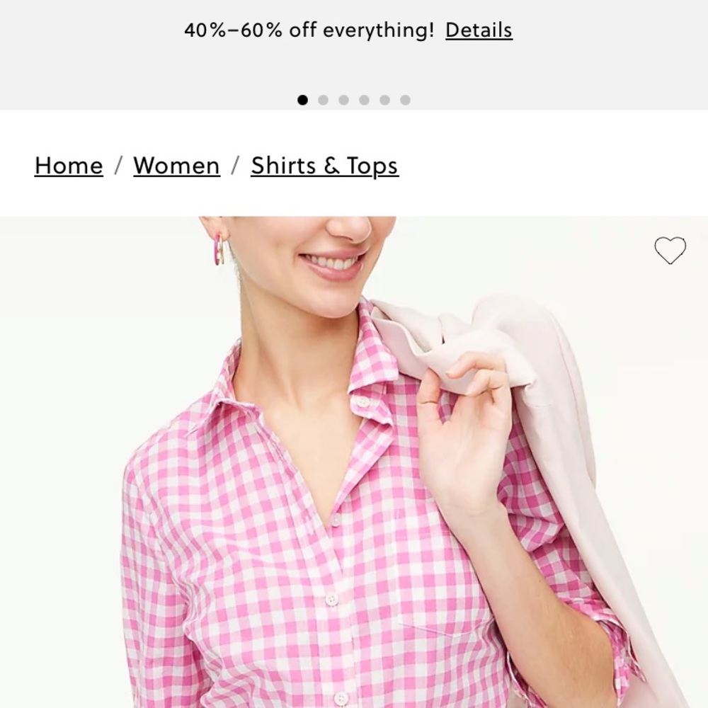 JCrew pink and white gingham button up.